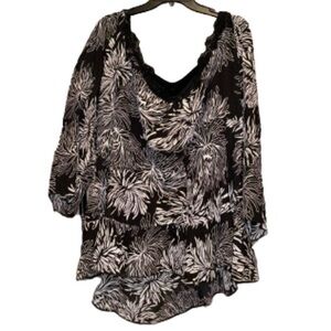 3xl 22 24 women lace neck black/white top